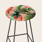 Pink flamingoes, tropical palm leaves, retro, Hollywood style,  Stool Gallery Image 2
