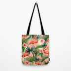 Pink flamingoes, tropical palm leaves, retro, Hollywood style,  Tote Bag Gallery Image 2