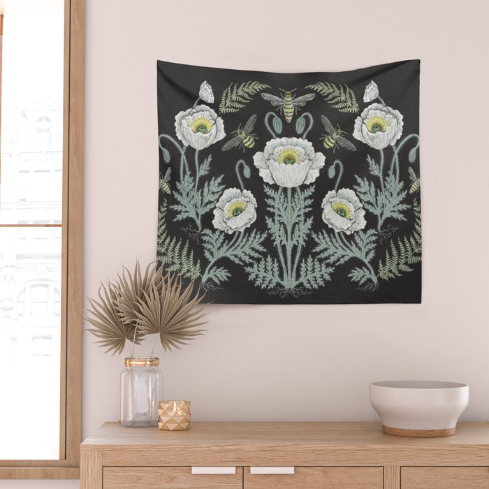 Poppies and Bees Wall Tapestry Gallery Image 2