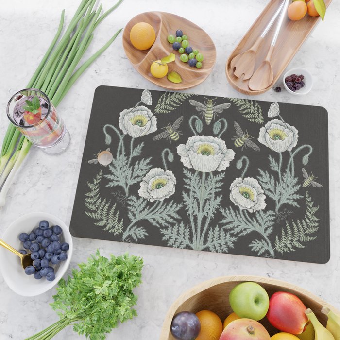 Poppies and Bees Cutting Board Gallery Image 2