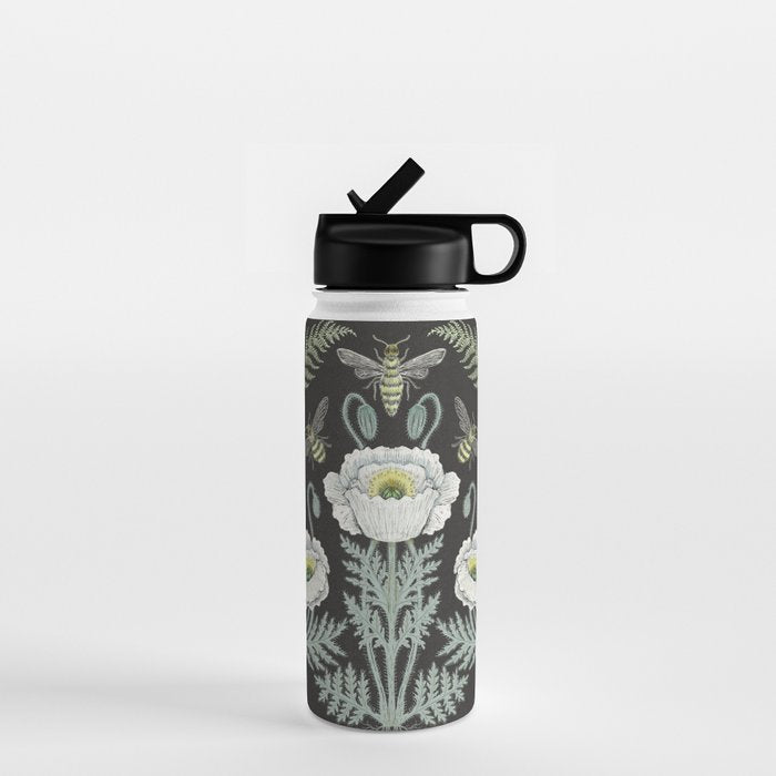 Poppies and Bees Water Bottle Gallery Image 1