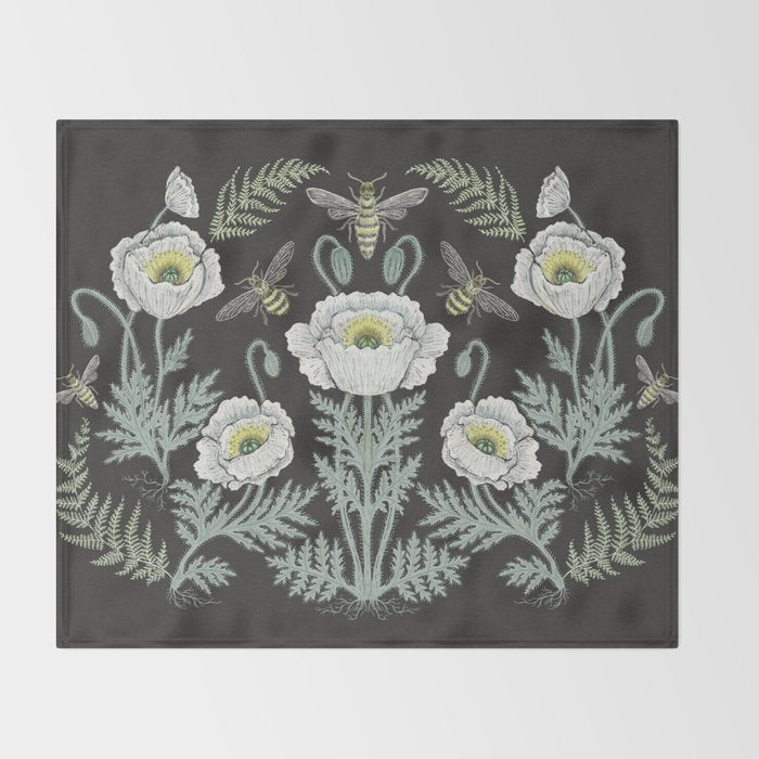 Poppies and Bees Throw Blanket Gallery Image 2