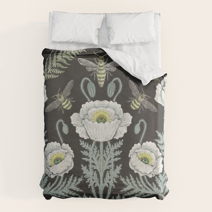 Poppies and Bees Duvet Cover Gallery Image 1
