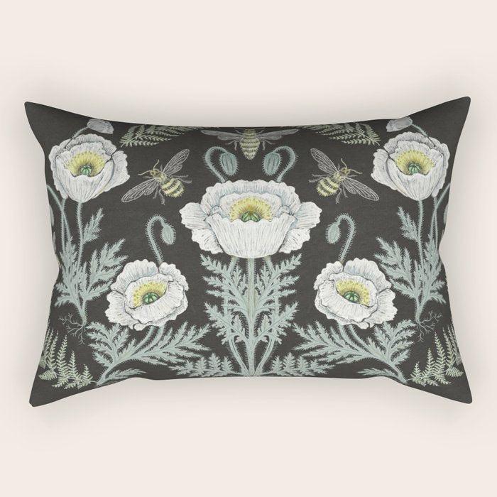 Poppies and Bees Rectangular Pillow Gallery Image 2
