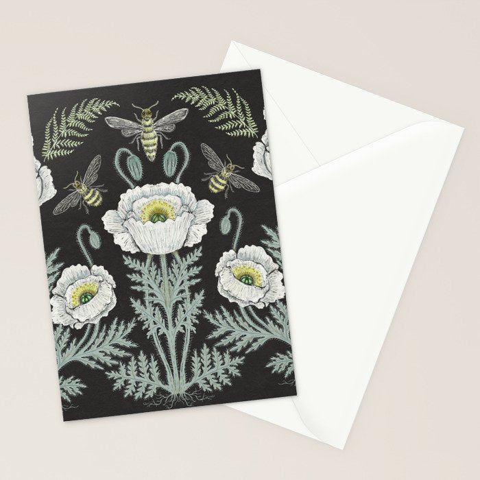 Poppies and Bees Stationery Card Gallery Image 2