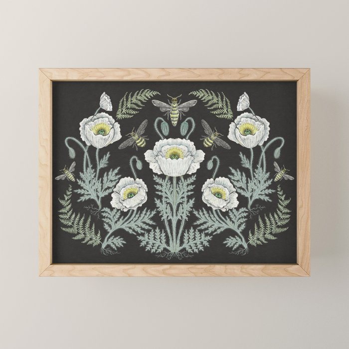Poppies and Bees Mini Art Print Gallery Image 1