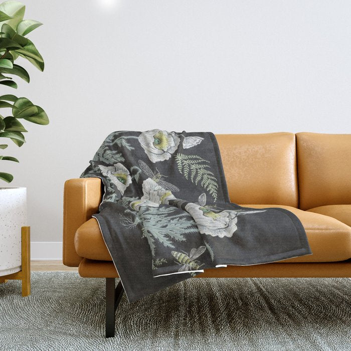 Poppies and Bees Throw Blanket Gallery Image 1