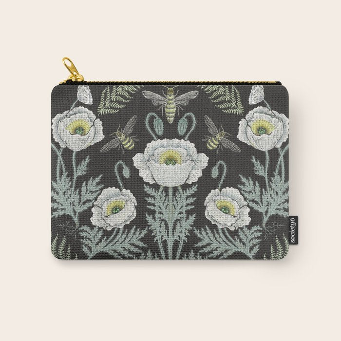 Poppies and Bees Carry All Pouch Gallery Image 1