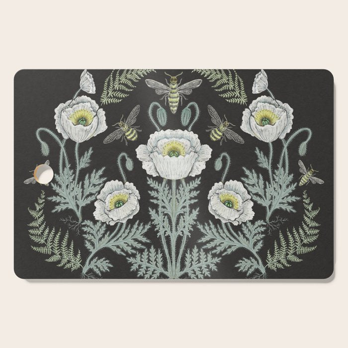Poppies and Bees Cutting Board Gallery Image 1