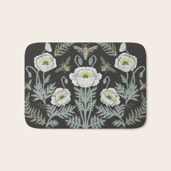 Poppies and Bees Bath Mat Gallery Image 1
