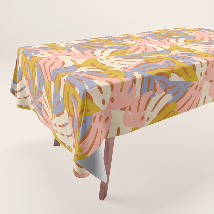 Color Block Monstera Pink + Lavender Tablecloth Gallery Image 1