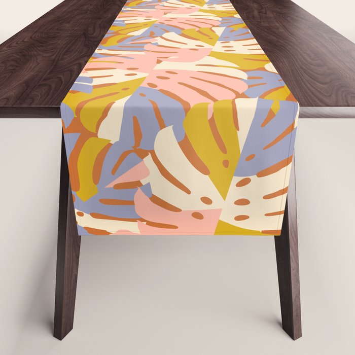 Color Block Monstera Pink + Lavender Table Runner Gallery Image 1