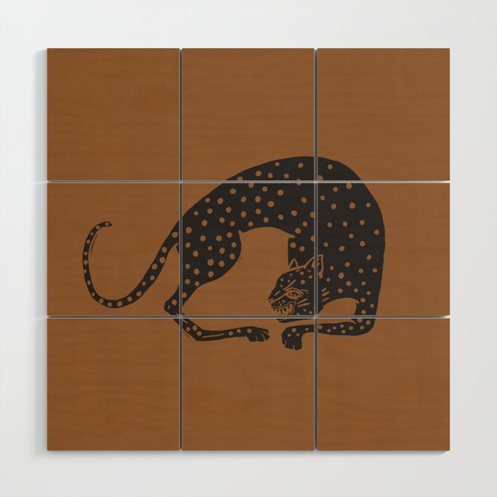 Blockprint Cheetah Wood Wall Art Gallery Image 1