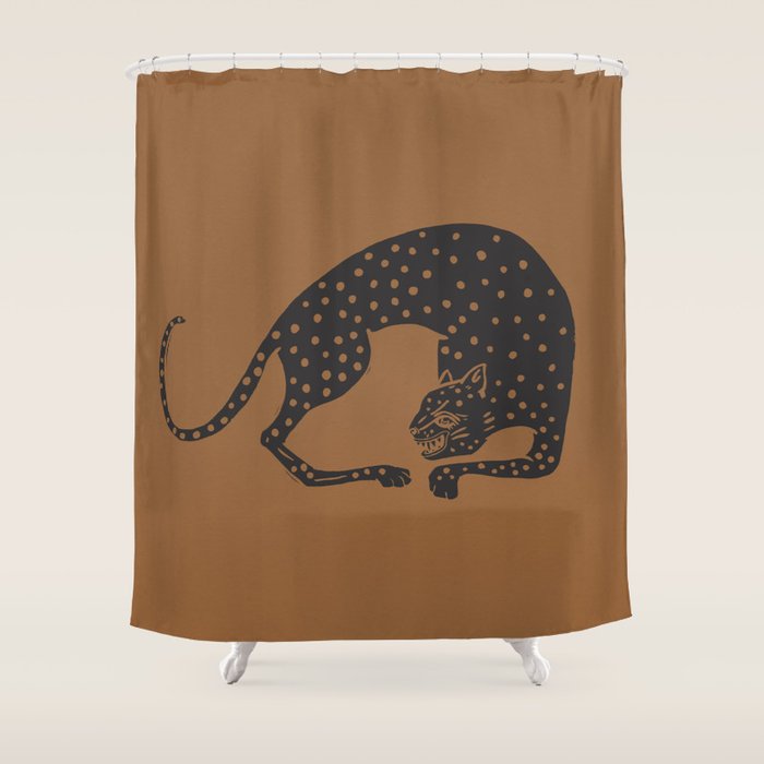 Blockprint Cheetah Shower Curtain Gallery Image 1