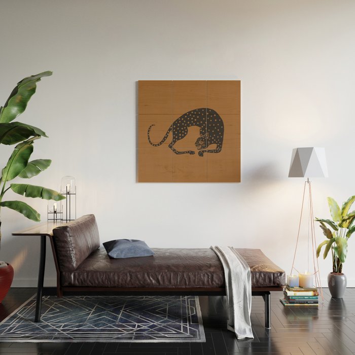 Blockprint Cheetah Wood Wall Art Gallery Image 2