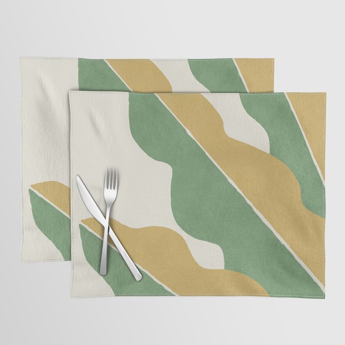 Color Block Abstract Leaf - Gold Green Placemat Gallery Image 1