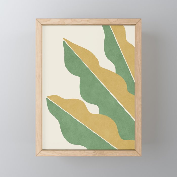Color Block Abstract Leaf - Gold Green Mini Art Print Gallery Image 1