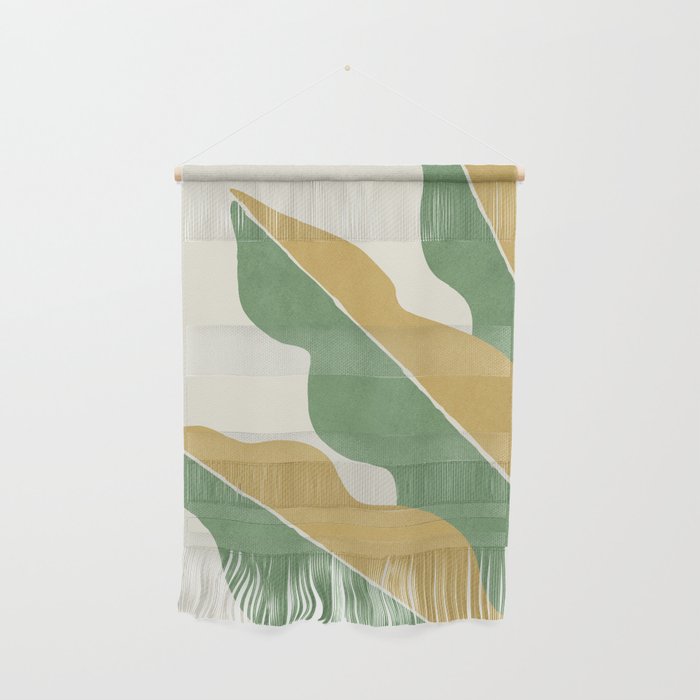 Color Block Abstract Leaf - Gold Green Wall Hanging Gallery Image 1