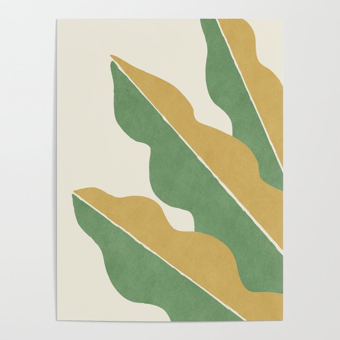 Color Block Abstract Leaf - Gold Green Poster Gallery Image 1