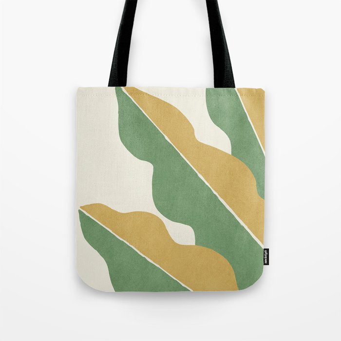 Color Block Abstract Leaf - Gold Green Tote Bag Gallery Image 1