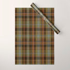 Heritage Tartan Plaid Pattern in Earth Tones with Olive, Rust Wrapping Paper Gallery Image 1