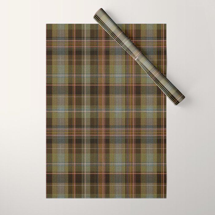 Heritage Tartan Plaid Pattern in Earth Tones with Olive, Rust Wrapping Paper Gallery Image 1