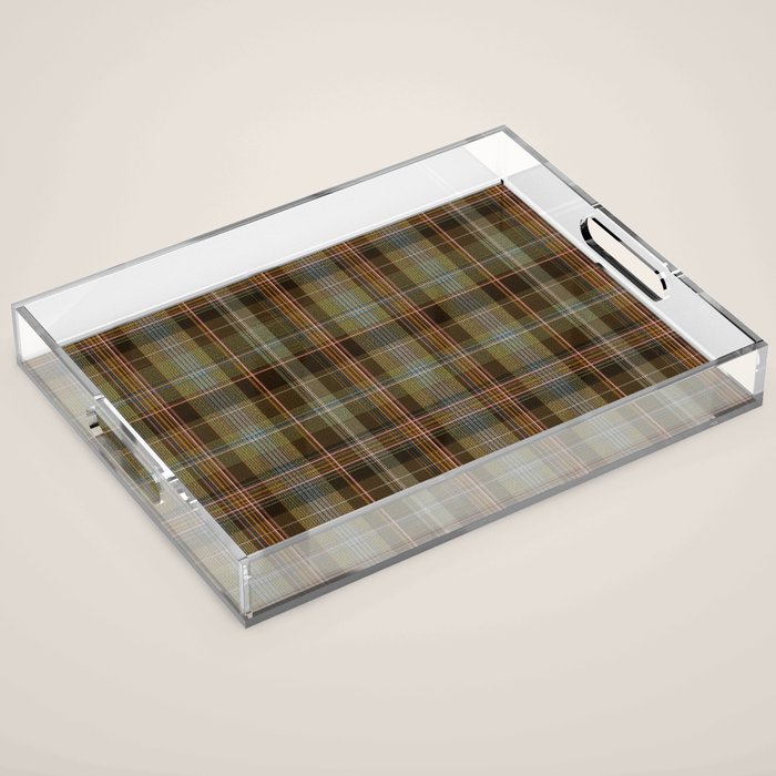 Heritage Tartan Plaid Pattern in Earth Tones with Olive, Rust Acrylic Tray Gallery Image 1