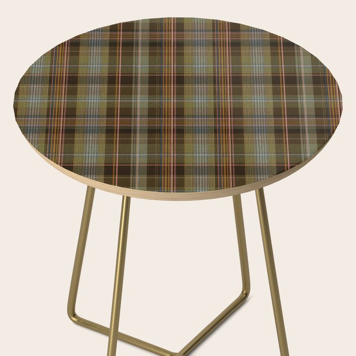 Heritage Tartan Plaid Pattern in Earth Tones with Olive, Rust Side Table Gallery Image 2