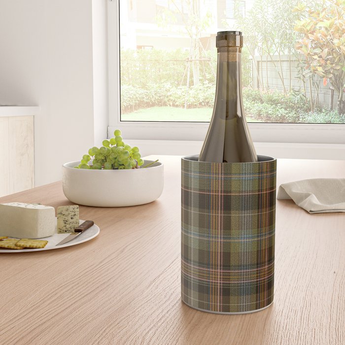 Heritage Tartan Plaid Pattern in Earth Tones with Olive, Rust Wine Chiller Gallery Image 4