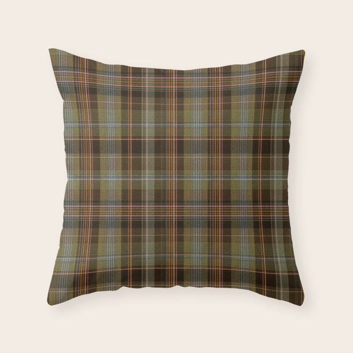 Heritage Tartan Plaid Pattern in Earth Tones with Olive, Rust Throw Pillow Gallery Image 2