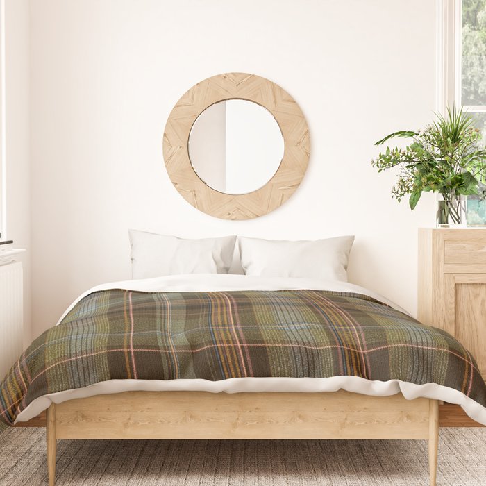 Heritage Tartan Plaid Pattern in Earth Tones with Olive, Rust Duvet Cover Gallery Image 3