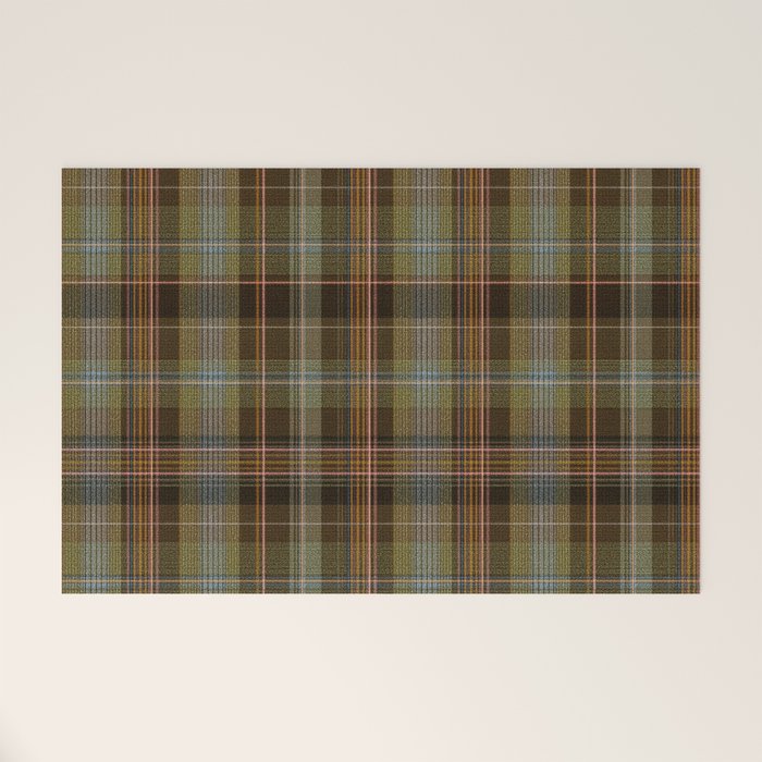 Heritage Tartan Plaid Pattern in Earth Tones with Olive, Rust Welcome Mat Gallery Image 1