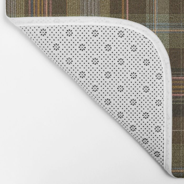 Heritage Tartan Plaid Pattern in Earth Tones with Olive, Rust Bath Mat Gallery Image 2