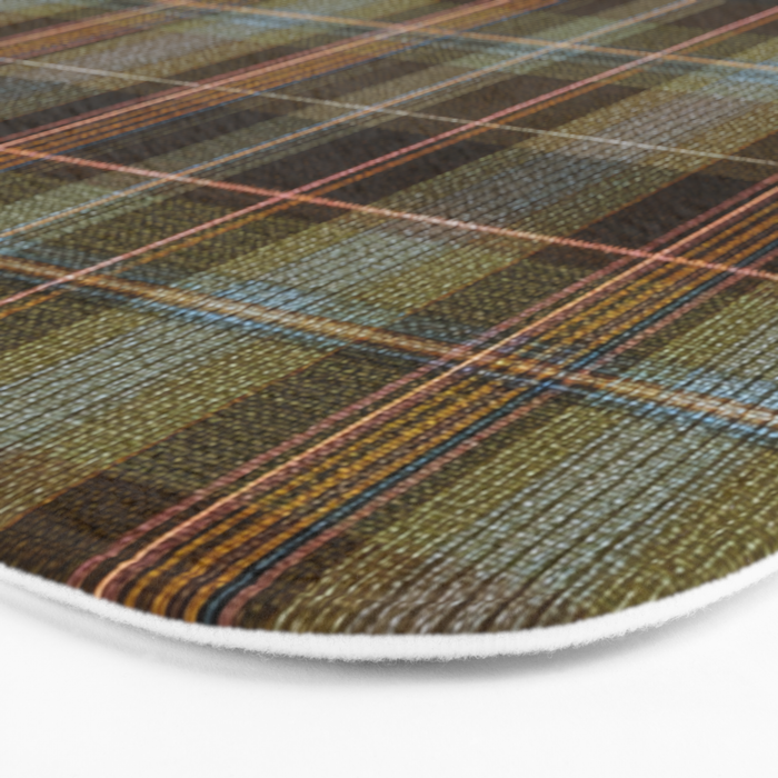 Heritage Tartan Plaid Pattern in Earth Tones with Olive, Rust Bath Mat Gallery Image 3