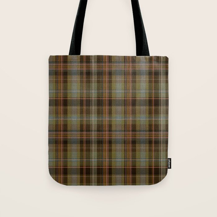 Heritage Tartan Plaid Pattern in Earth Tones with Olive, Rust Tote Bag Gallery Image 1