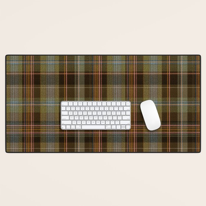 Heritage Tartan Plaid Pattern in Earth Tones with Olive, Rust Desk Mat Gallery Image 1