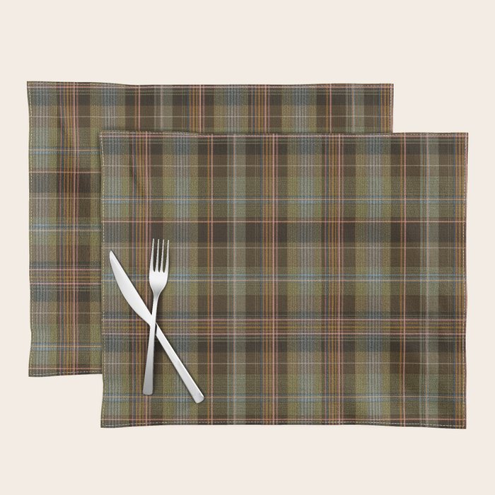 Heritage Tartan Plaid Pattern in Earth Tones with Olive, Rust Placemat Gallery Image 1