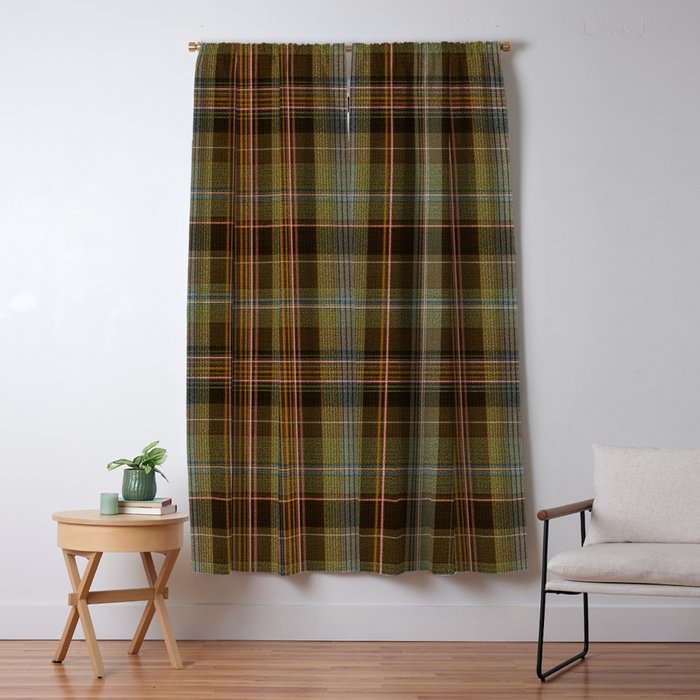 Heritage Tartan Plaid Pattern in Earth Tones with Olive, Rust Window Curtain Gallery Image 5