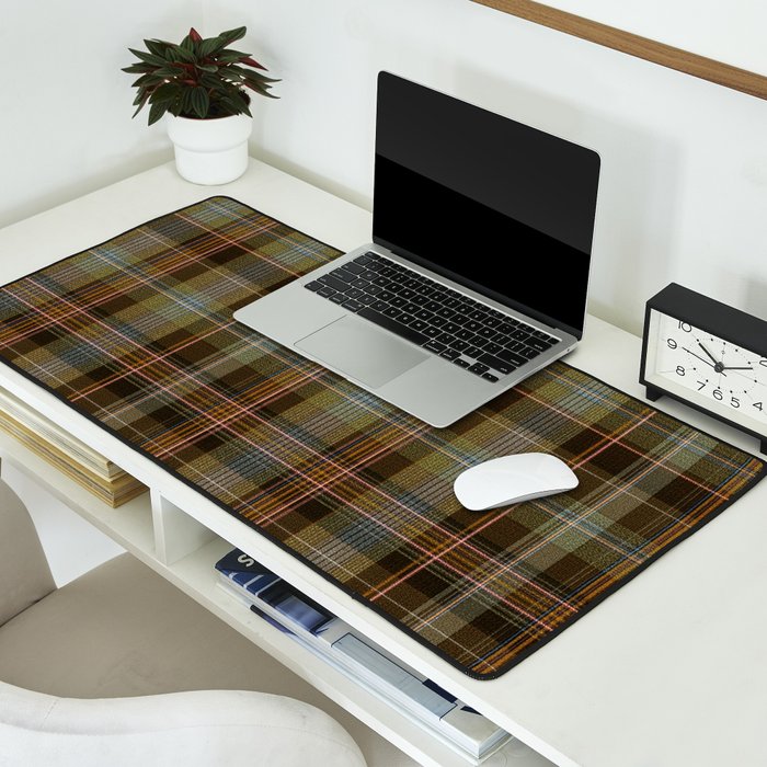 Heritage Tartan Plaid Pattern in Earth Tones with Olive, Rust Desk Mat Gallery Image 2