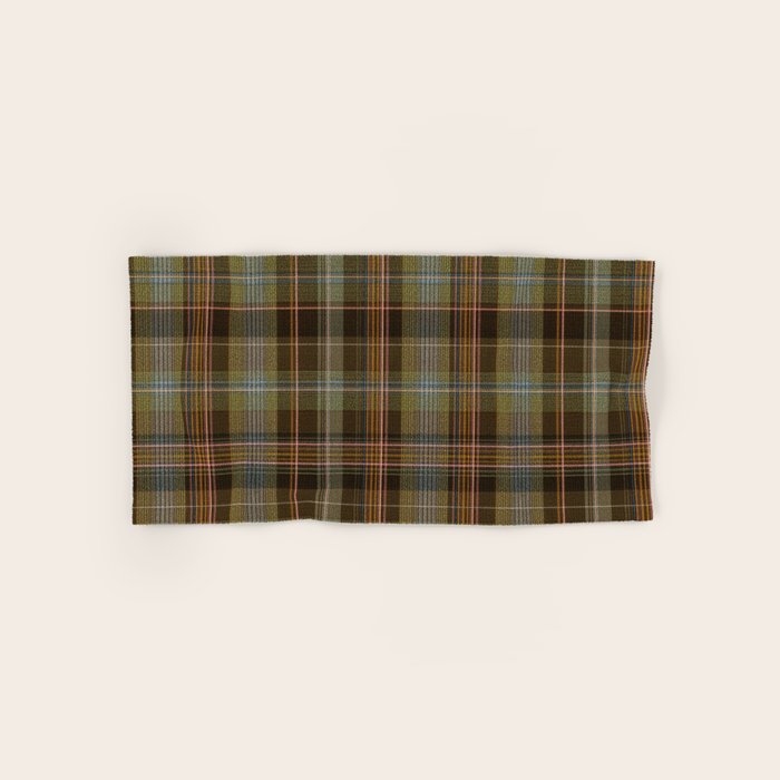 Heritage Tartan Plaid Pattern in Earth Tones with Olive, Rust Bath Towel Gallery Image 1