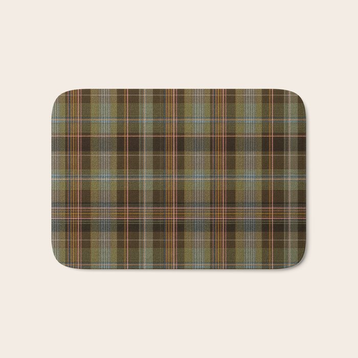 Heritage Tartan Plaid Pattern in Earth Tones with Olive, Rust Bath Mat Gallery Image 1