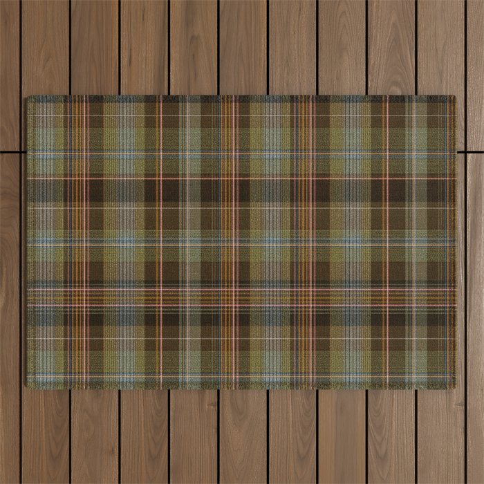 Heritage Tartan Plaid Pattern in Earth Tones with Olive, Rust Outdoor Rug Gallery Image 1