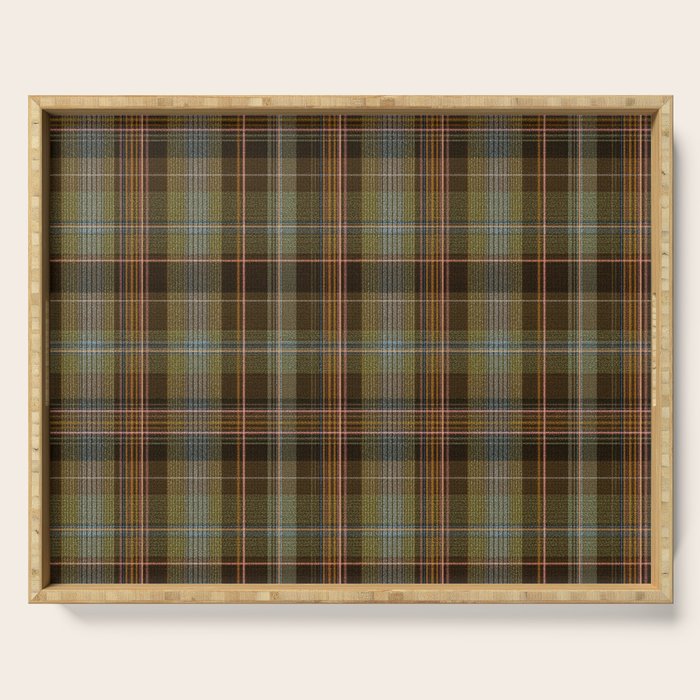 Heritage Tartan Plaid Pattern in Earth Tones with Olive, Rust Serving Tray Gallery Image 1