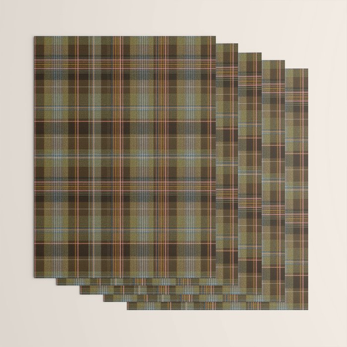 Heritage Tartan Plaid Pattern in Earth Tones with Olive, Rust Wrapping Paper Gallery Image 3