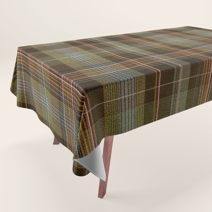 Heritage Tartan Plaid Pattern in Earth Tones with Olive, Rust Tablecloth Gallery Image 1