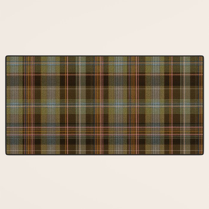 Heritage Tartan Plaid Pattern in Earth Tones with Olive, Rust Desk Mat Gallery Image 3