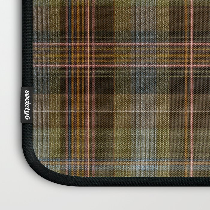 Heritage Tartan Plaid Pattern in Earth Tones with Olive, Rust Laptop Sleeve Gallery Image 3