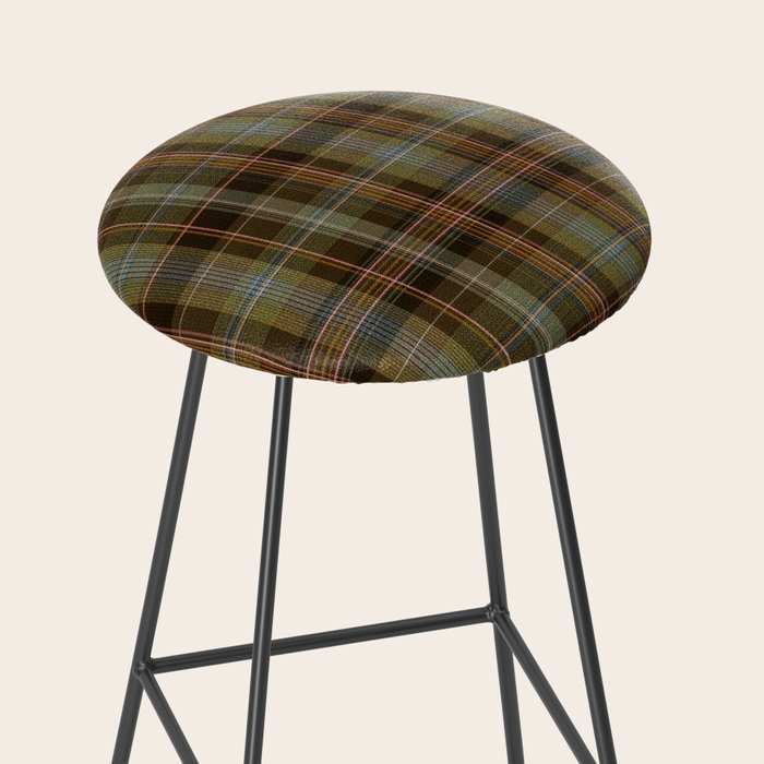 Heritage Tartan Plaid Pattern in Earth Tones with Olive, Rust Stool Gallery Image 2