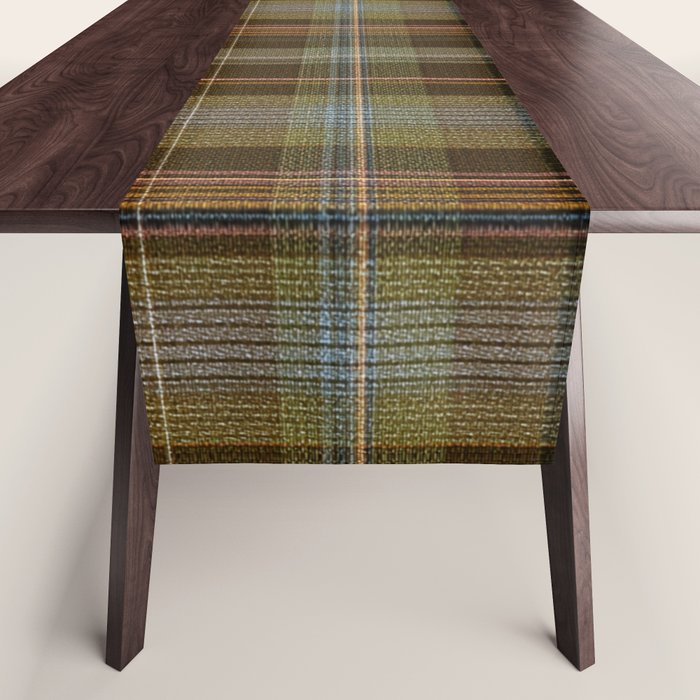 Heritage Tartan Plaid Pattern in Earth Tones with Olive, Rust Table Runner Gallery Image 1