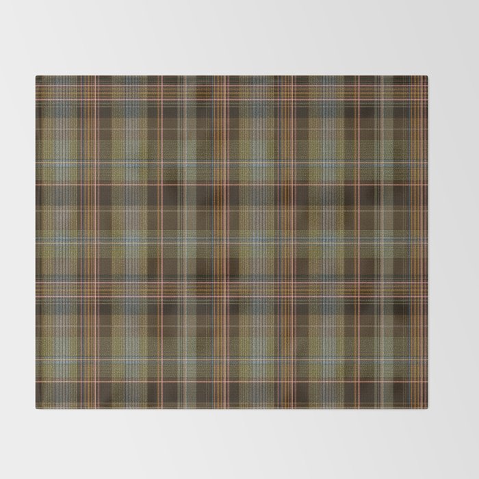Heritage Tartan Plaid Pattern in Earth Tones with Olive, Rust Throw Blanket Gallery Image 2